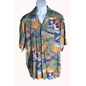 NEXT ORIGINAL Men's Short Sleeve Button Down‎ Woody Car Shirt Large